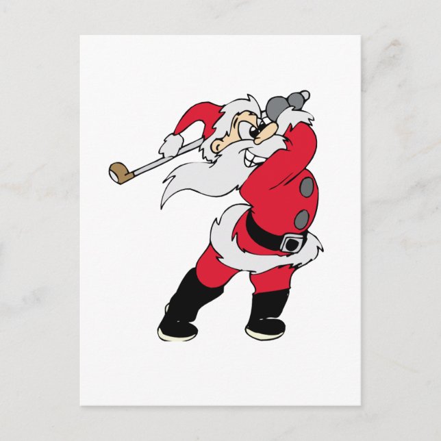 Golfing Santa Christmas Holiday Postcard (Front)