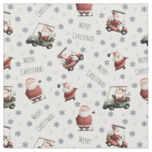 Golfing Santa on White Fabric
