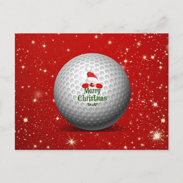 Golfing Santa, whimsical Christmas design Postcard (Front)