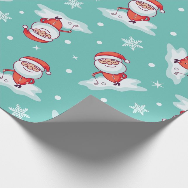 Golfing Santa Wrapping Paper (Corner)