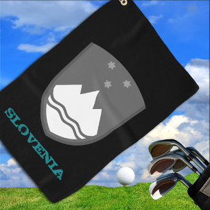 Golfing Slovenia & Slovenian coat of arms / flag Golf Towel