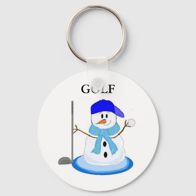 Golfing Snowman Key Ring (Front)