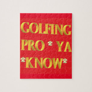 Golfing sports design red and gold large text jigsaw puzzle