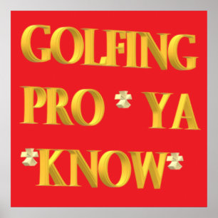 Golfing sports design red and gold large text poster