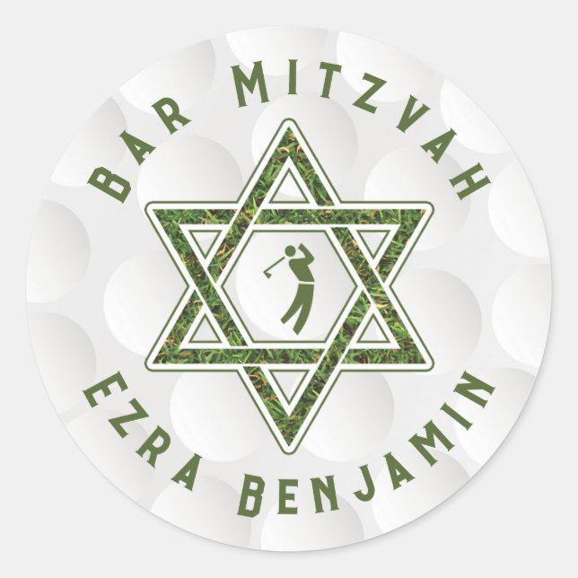 Golfing Theme Golf Bar Mitzvah Classic Round Sticker (Front)