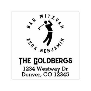Golfing Theme Golf Bar Mitzvah Return Address Self-inking Stamp