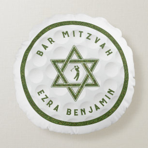 Golfing Theme Golf Bar Mitzvah Round Cushion