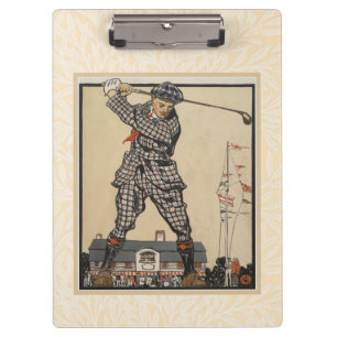 Golfing Through Time: Man Swinging Golf Club Clipboard