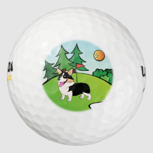 Golfing Tricolor Corgi Cartoon Golf Balls