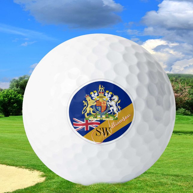 Golfing United Kingdom & Monogram, British Flag Golf Balls (Creator Uploaded)