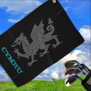 Golfing Wales & Dragon, Welsh coat of arms / flag Golf Towel