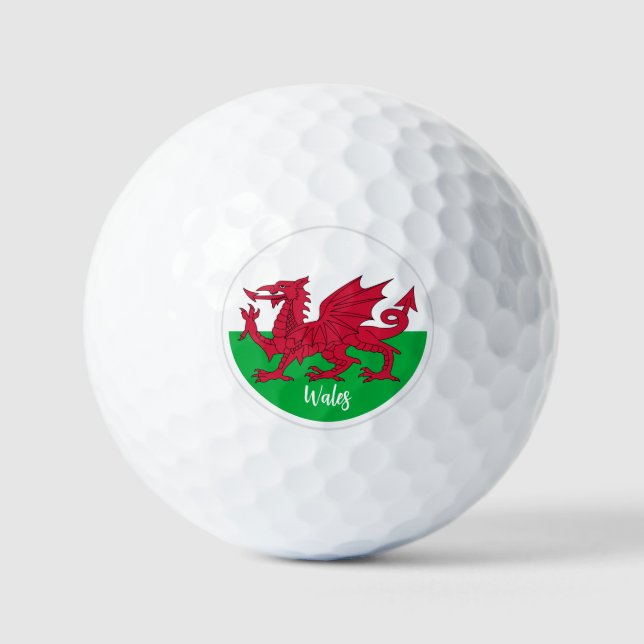 Golfing Wales & Welsh Flag, Cymru / Golf Ball (Front)
