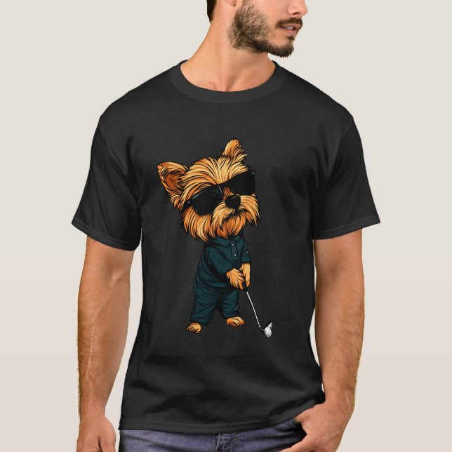 Golfing Yorkshire Terrier T-Shirt (Front)