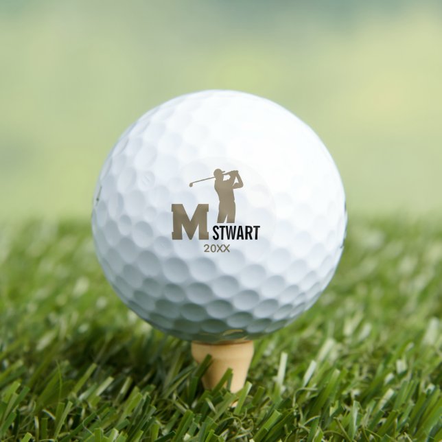 GolfPlayer custom M Modern Monogram   Golf Balls (Insitu Tee)