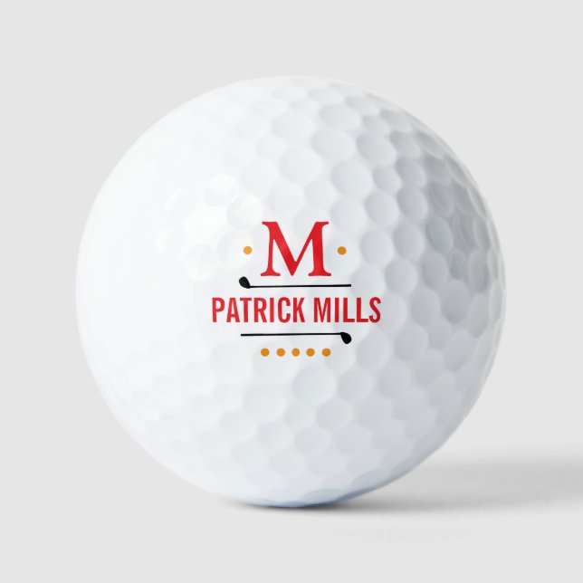 Golfplayer Custom Red Monogram Golf Balls (Front)
