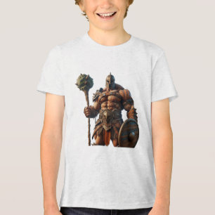 Goliath With a Club on a Short Sleeve White Tri-Blend Shirt
