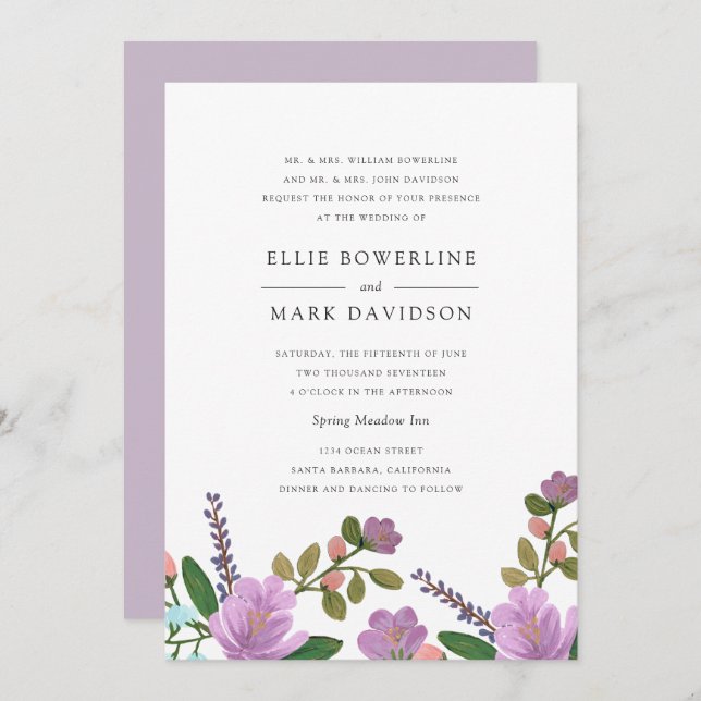 Golightly Floral Wedding Invitation (Front/Back)