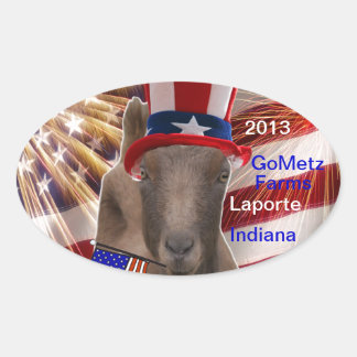 GoMetz Farms Laporte, Indiana 2013 PATRIOTIC GOAT Oval Sticker