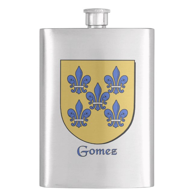 Gomez Heraldic Shield Hip Flask (Front)