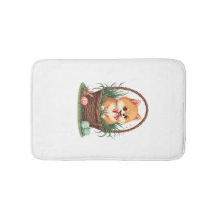 Gomi's Easter Mess Vintage Cute Easter Dog Vector  Bath Mat