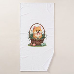Gomi's Easter Mess Vintage Cute Easter Dog Vector Bath Towel