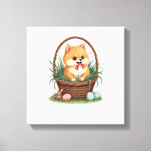 Gomi's Easter Mess Vintage Cute Easter Dog Vector  Canvas Print