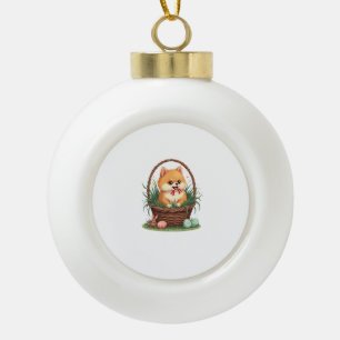 Gomi's Easter Mess Vintage Cute Easter Dog Vector  Ceramic Ball Christmas Ornament
