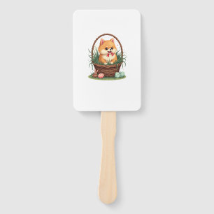 Gomi's Easter Mess Vintage Cute Easter Dog Vector Hand Fan