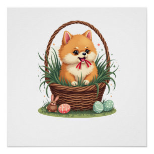 Gomi's Easter Mess Vintage Cute Easter Dog Vector Poster