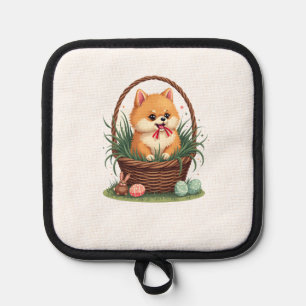 Gomi's Easter Mess Vintage Cute Easter Dog Vector Pot Holder