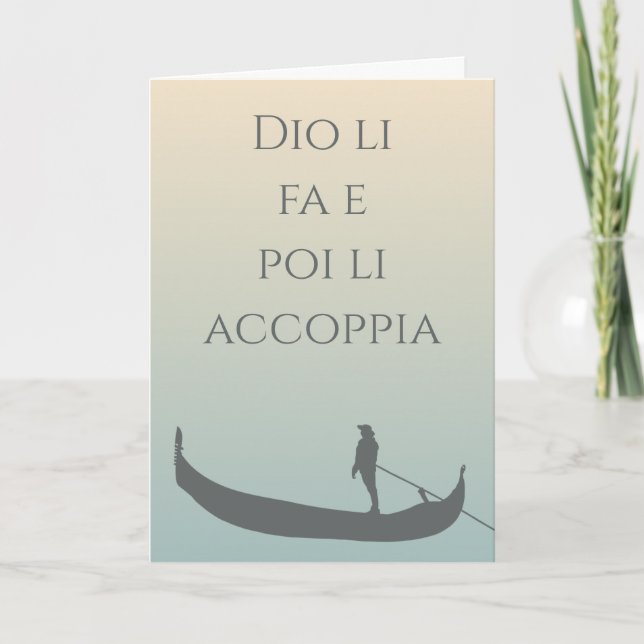 Gondola at Sunset Italian Blessing Wedding Card (Front)