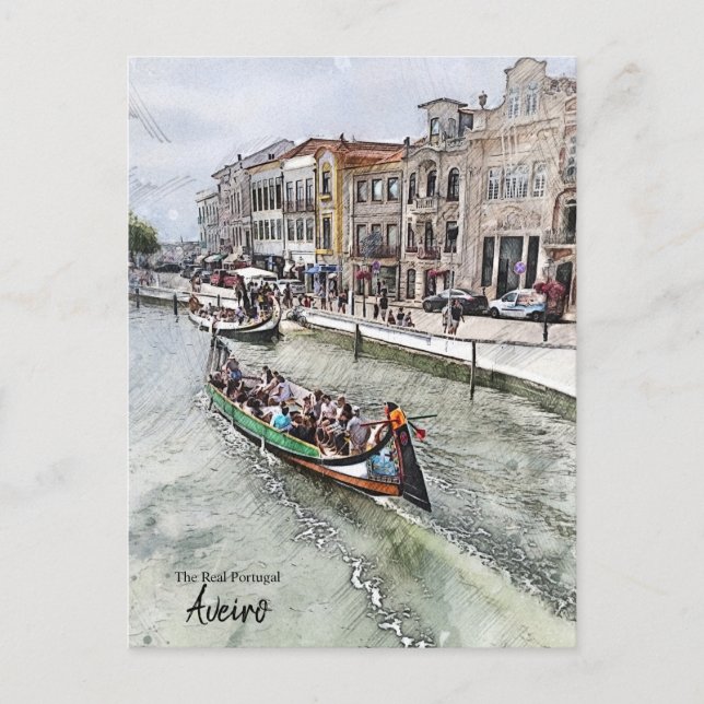 Gondola Ride- Aveiro Portugal Postcard (Front)