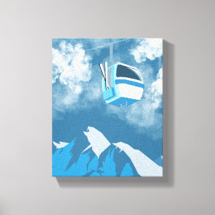 Gondola Ride   Ski Mountain Winter Painting Canvas Print