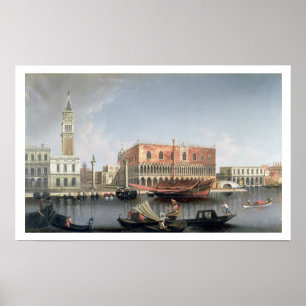 Gondolas before St. Marks Square, Venice Poster