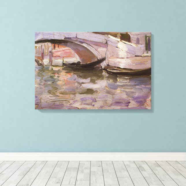 Gondolas by John Singer Sargent, Impressionism Art Canvas Print (Insitu(Wood Floor))