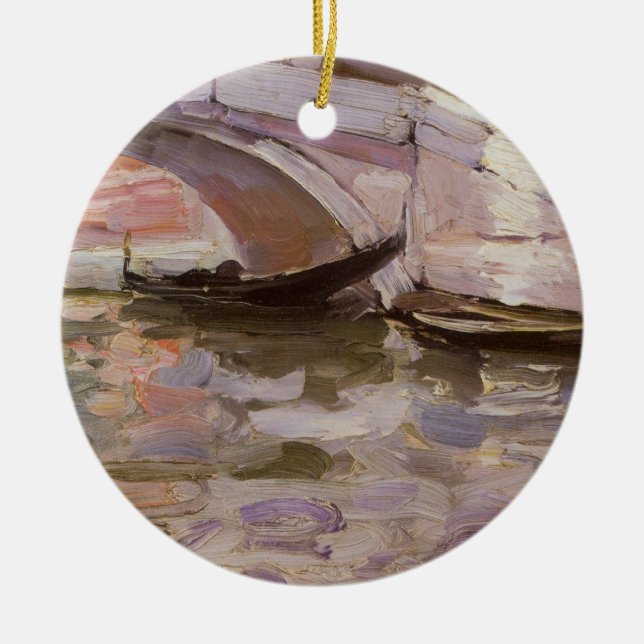 Gondolas by John Singer Sargent, Impressionism Art Ceramic Tree Decoration (Front)