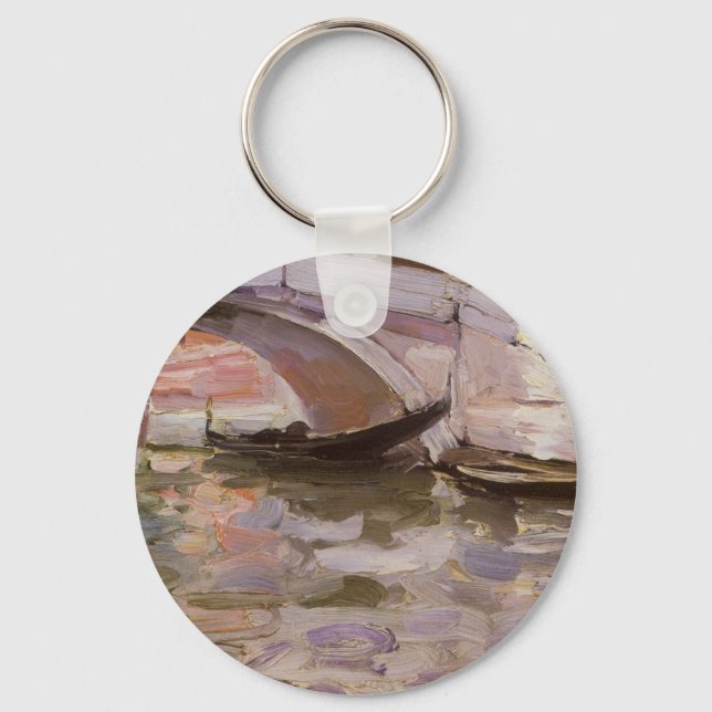 Gondolas by John Singer Sargent, Impressionism Art Key Ring (Front)