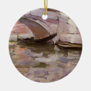 Gondolas by Sargent, Vintage Victorian Fine Art Ceramic Tree Decoration