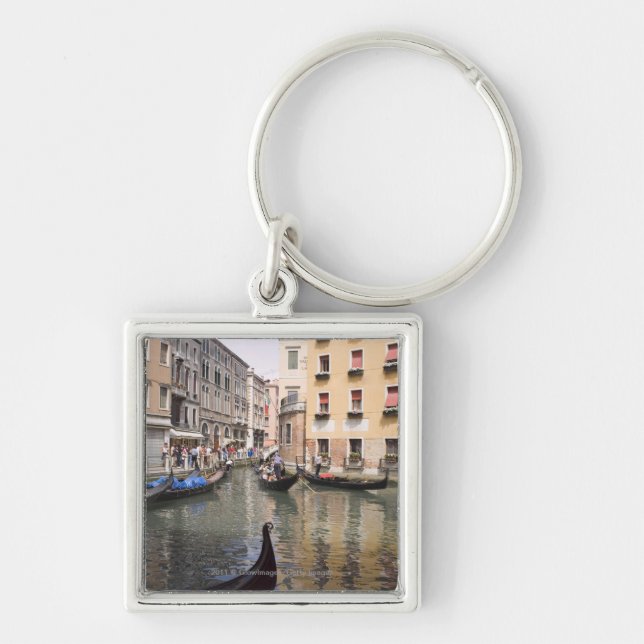 Gondolas in a canal, Venice, Italy Key Ring (Front)