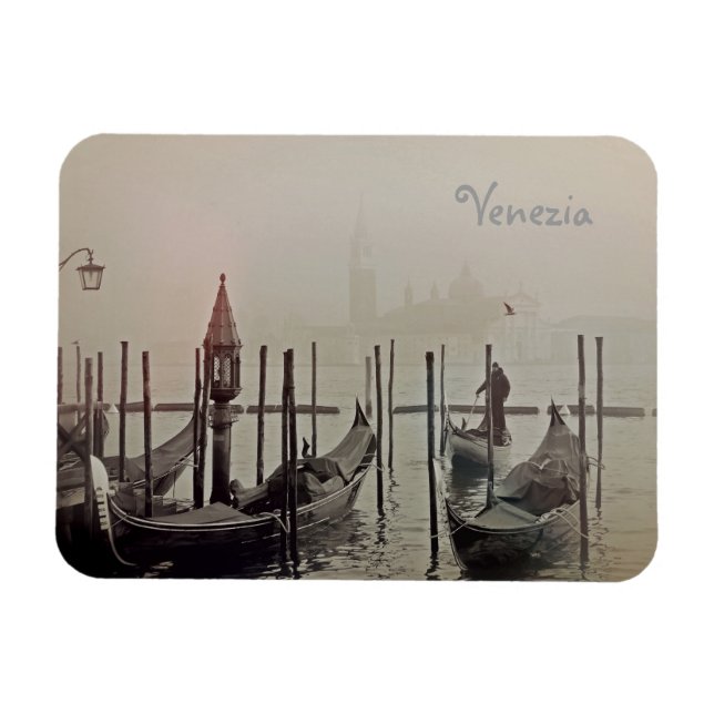 Gondolas in the fog, Venice, Italy Magnet (Horizontal)