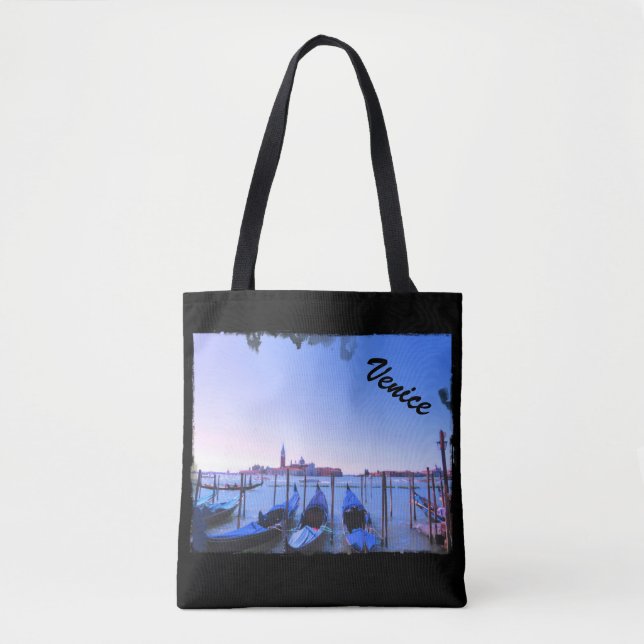 Gondolas in Venice - Black Bag (Front)
