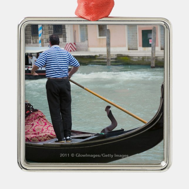 Gondolas in Venice canal Metal Tree Decoration (Front)