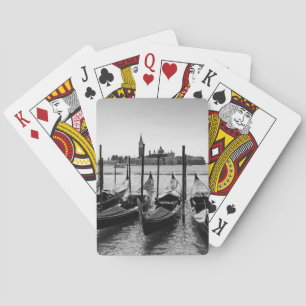 Gondolas in Venice in black and white Playing Cards