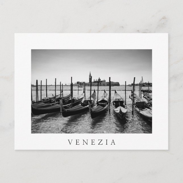 Gondolas in Venice in black and white Postcard (Front)