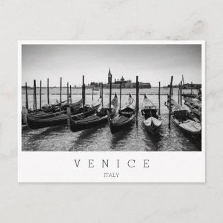 Gondolas in Venice in black and white Postcard
