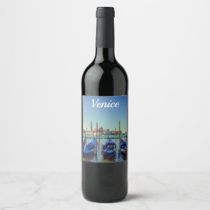 Gondolas in Venice, Italy Wine Label