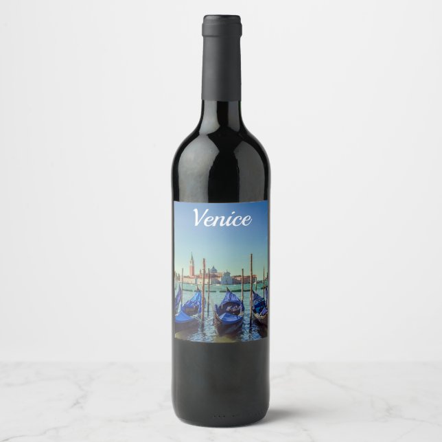 Gondolas in Venice, Italy Wine Label (Front)