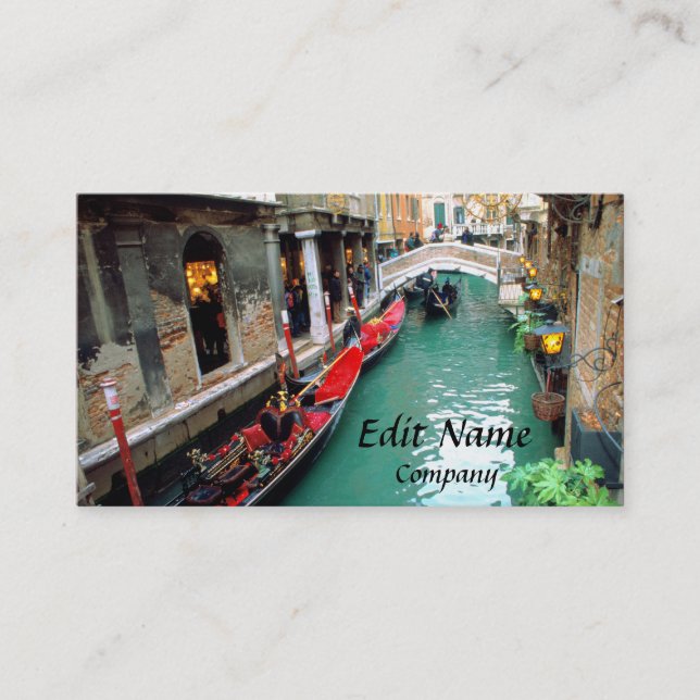 Gondolas on a Venetian canal Business Card (Front)