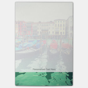 Gondolas On Grand Canal, Venice, Italy. Retro Post-it Notes