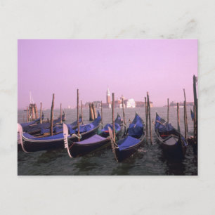 Gondolas ready for tourists in Venice Italy Postcard